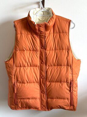 Alpine Tek Reversible Puffer Vest Orange Cream Vintage Winter Warm Lg Like New